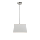 # 72049  One-Light Hanging Pendant Ceiling Light with Transitional Rectangular Hardback Fabric Lamp Shade, Off White Fabric, 8" W
