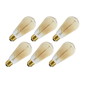 # 10006-06 S19 Vintage Edison Filament Light Bulb, 40 Watt Medium (E26) Base, Amber, 6 Pack