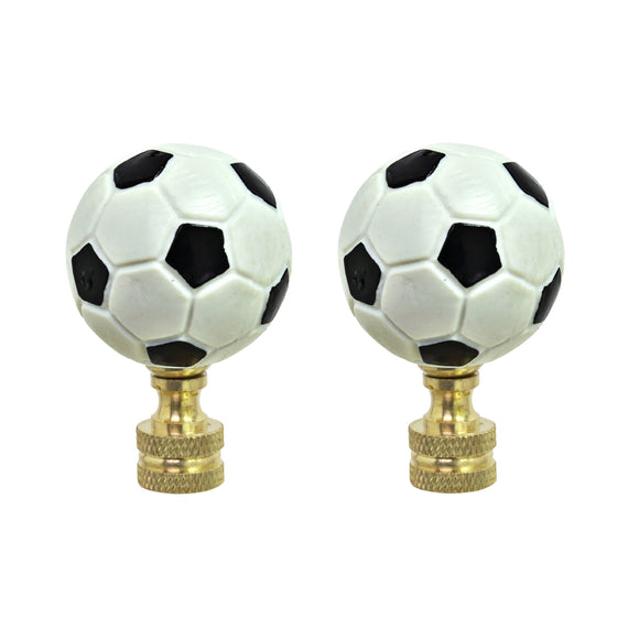 # 24022-12, 2 Pack, Plastic Soccer Ball Finial with Solid Brass Finish, 1 3/4