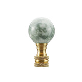 # 24023-12, 2 Pack, Green Faux Marble Ball Finial with Brass Plated Finish, 2" Tall