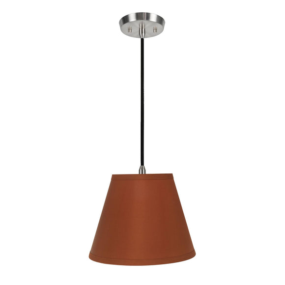 # 72184-11 One-Light Hanging Pendant Ceiling Light with Transitional Hardback Empire Fabric Lamp Shade, Burnt Orange, 13