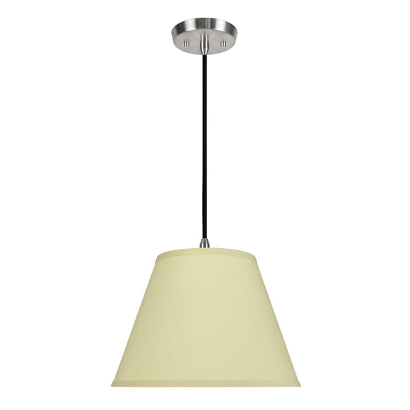 # 72186-11 One-Light Hanging Pendant Ceiling Light with Transitional Hardback Empire Fabric Lamp Shade, Off White, 13