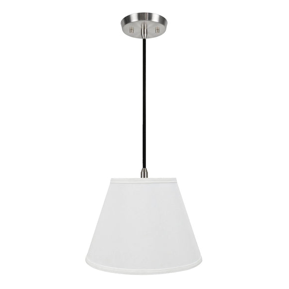 # 72188-11 One-Light Hanging Pendant Ceiling Light with Transitional Hardback Empire Fabric Lamp Shade, White, 13