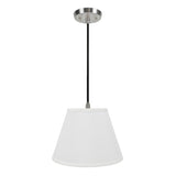# 72188-11 One-Light Hanging Pendant Ceiling Light with Transitional Hardback Empire Fabric Lamp Shade, White, 13" width