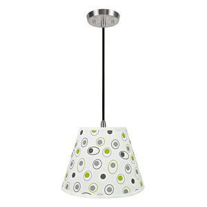 # 72189-11 One-Light Hanging Pendant Ceiling Light with Transitional Hardback Empire Fabric Lamp Shade, Off White, 13" width