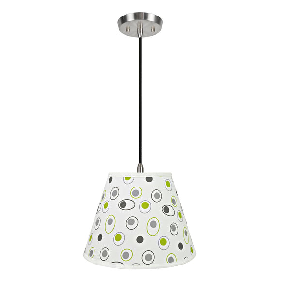 # 72189-11 One-Light Hanging Pendant Ceiling Light with Transitional Hardback Empire Fabric Lamp Shade, Off White, 13