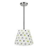 # 72189-11 One-Light Hanging Pendant Ceiling Light with Transitional Hardback Empire Fabric Lamp Shade, Off White, 13" width