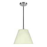 # 72195-11 One-Light Hanging Pendant Ceiling Light with Transitional Hardback Empire Fabric Lamp Shade, Off White, 12" width