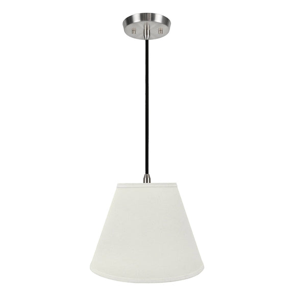 # 72197-11 One-Light Hanging Pendant Ceiling Light with Transitional Hardback Empire Fabric Lamp Shade, Off White, 12