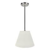# 72197-11 One-Light Hanging Pendant Ceiling Light with Transitional Hardback Empire Fabric Lamp Shade, Off White, 12" width