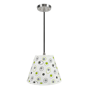 # 72199-11 One-Light Hanging Pendant Ceiling Light with Transitional Hardback Empire Fabric Lamp Shade, Off White, 12" width