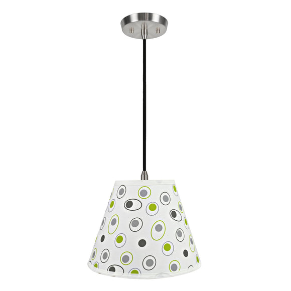 # 72199-11 One-Light Hanging Pendant Ceiling Light with Transitional Hardback Empire Fabric Lamp Shade, Off White, 12