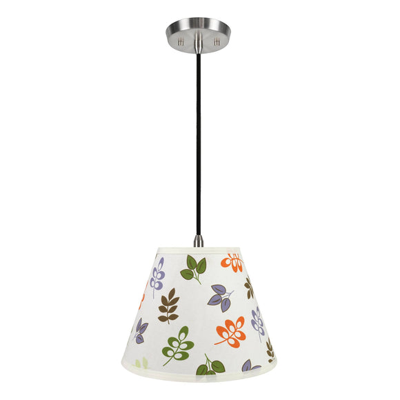 # 72200-11 One-Light Hanging Pendant Ceiling Light with Transitional Hardback Empire Fabric Lamp Shade, Off White, 12