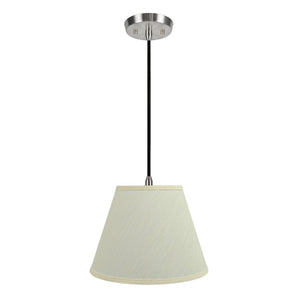 # 72623-11 One-Light Hanging Pendant Ceiling Light with Transitional Hardback Empire Fabric Lamp Shade, Eggshell, 12" width