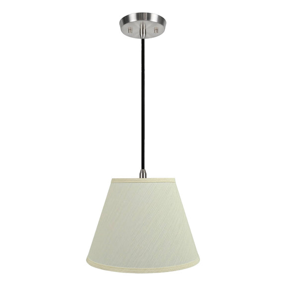 # 72623-11 One-Light Hanging Pendant Ceiling Light with Transitional Hardback Empire Fabric Lamp Shade, Eggshell, 12