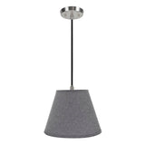 # 72625-11 One-Light Hanging Pendant Ceiling Light with Transitional Hardback Empire Fabric Lamp Shade, Grey, 12" width