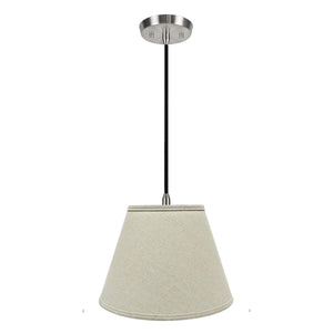 # 72681-11 One-Light Hanging Pendant Ceiling Light with Transitional Hardback Empire Fabric Lamp Shade, Light Grey, 13" width