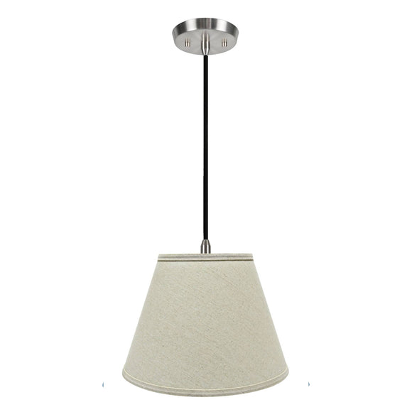 # 72681-11 One-Light Hanging Pendant Ceiling Light with Transitional Hardback Empire Fabric Lamp Shade, Light Grey, 13