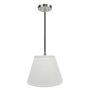 # 72682-11 One-Light Hanging Pendant Ceiling Light with Transitional Hardback Empire Fabric Lamp Shade, White, 13" width