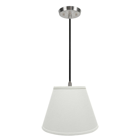 # 72682-11 One-Light Hanging Pendant Ceiling Light with Transitional Hardback Empire Fabric Lamp Shade, White, 13