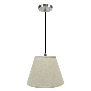 # 72683-11 One-Light Hanging Pendant Ceiling Light with Transitional Hardback Empire Fabric Lamp Shade, Beige, 13" width