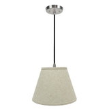 # 72683-11 One-Light Hanging Pendant Ceiling Light with Transitional Hardback Empire Fabric Lamp Shade, Beige, 13" width