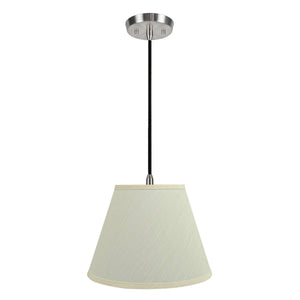 # 72684-11 One-Light Hanging Pendant Ceiling Light with Transitional Hardback Empire Fabric Lamp Shade, Eggshell, 13" width
