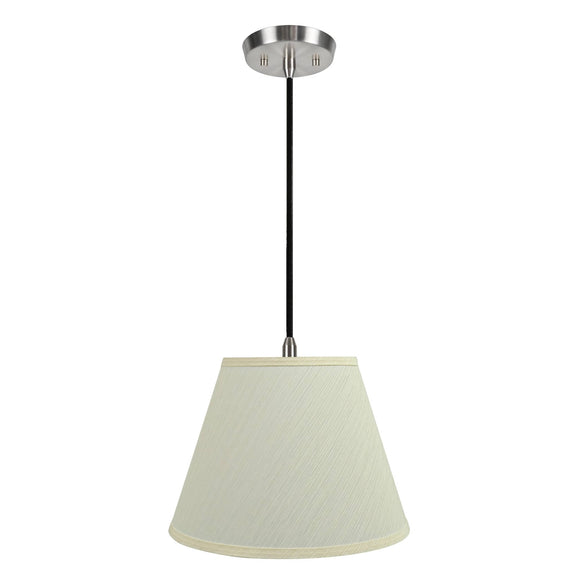 # 72684-11 One-Light Hanging Pendant Ceiling Light with Transitional Hardback Empire Fabric Lamp Shade, Eggshell, 13