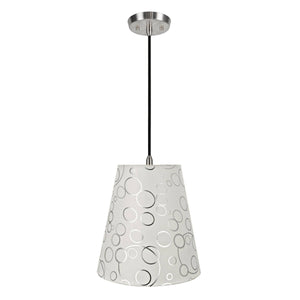 # 72891-11 One-Light Hanging Pendant Ceiling Light with Transitional Hardback Empire Fabric Lamp Shade, White, 12" width