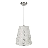 # 72891-11 One-Light Hanging Pendant Ceiling Light with Transitional Hardback Empire Fabric Lamp Shade, White, 12" width