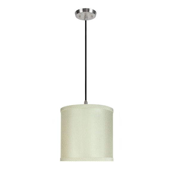 # 71059-11 One-Light Hanging Pendant Ceiling Light with Transitional  Drum Fabric Lamp Shade, Off White, 8