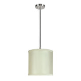 # 71059-11 One-Light Hanging Pendant Ceiling Light with Transitional  Drum Fabric Lamp Shade, Off White, 8" width