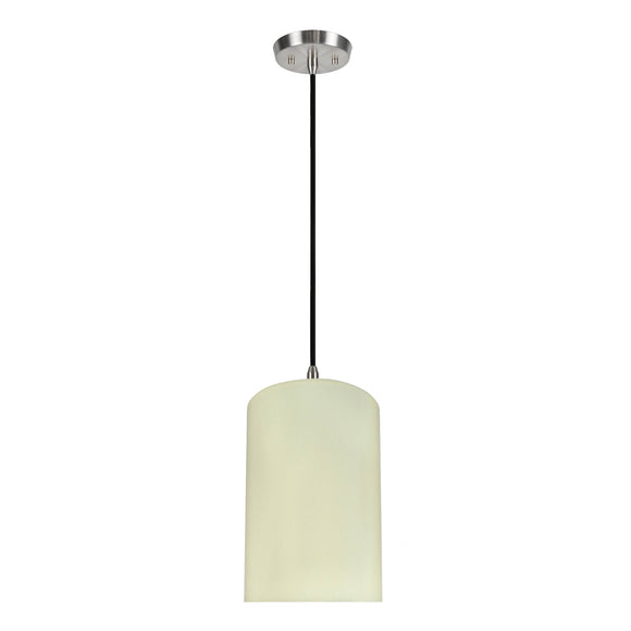 # 71116-11 One-Light Hanging Pendant Ceiling Light with Transitional Drum Fabric Lamp Shade, Beige, 8