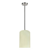 # 71116-11 One-Light Hanging Pendant Ceiling Light with Transitional Drum Fabric Lamp Shade, Beige, 8" width