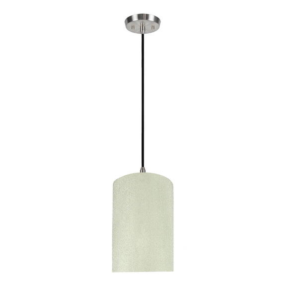 # 71118-11 One-Light Hanging Pendant Ceiling Light with Transitional Drum Fabric Lamp Shade, Off White, 8
