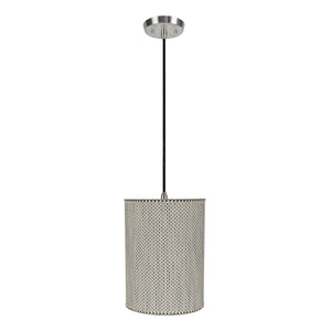 # 71122-11 One-Light Hanging Pendant Ceiling Light with Transitional Drum Fabric Lamp Shade, Multicolor Weave, 8" width