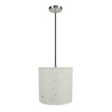 # 71224-11 One-Light Hanging Pendant Ceiling Light with Transitional Drum Fabric Lamp Shade, Off White, 8" width