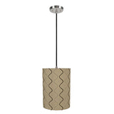 # 71266-11 One-Light Hanging Pendant Ceiling Light with Transitional Drum Fabric Lamp Shade, Yellowish Brown, 8" width