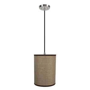 # 71268-11 One-Light Hanging Pendant Ceiling Light with Transitional Drum Fabric Lamp Shade, Straw Yellow, 8" width