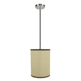 # 71270-11 One-Light Hanging Pendant Ceiling Light with Transitional Drum Fabric Lamp Shade, Beige, 8" width