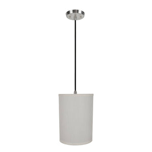 # 71278-11 One-Light Hanging Pendant Ceiling Light with Transitional Hardback Drum Fabric Lamp Shade, Eggshell, 8" width