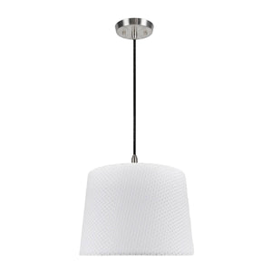# 72147-11 One-Light Hanging Pendant Ceiling Light with Transitional Hardback Empire Fabric Lamp Shade, Off White, 14" width