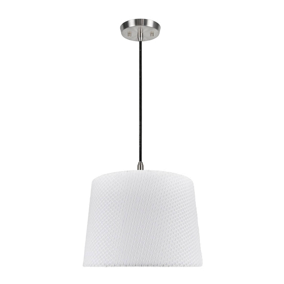 # 72147-11 One-Light Hanging Pendant Ceiling Light with Transitional Hardback Empire Fabric Lamp Shade, Off White, 14