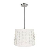 # 79341-11 One-Light Hanging Pendant Ceiling Light with Transitional Empire Fabric Lamp Shade, Off White, 14" width