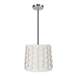 # 79321-11 One-Light Hanging Pendant Ceiling Light with Transitional Empire Fabric Lamp Shade, Off White, 10-1/2" width