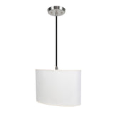 # 77021-11 One-Light Hanging Pendant Ceiling Light with Transitional Oval Hardback Fabric Lamp Shade, Off White, 15-1/2" width