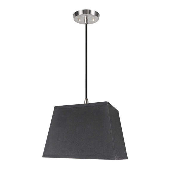 # 76121-11 One-Light Hanging Pendant Ceiling Light with Transitional Rectangular Hardback Fabric Lamp Shade, Black, 14-1/2