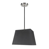# 76121-11 One-Light Hanging Pendant Ceiling Light with Transitional Rectangular Hardback Fabric Lamp Shade, Black, 14-1/2" width