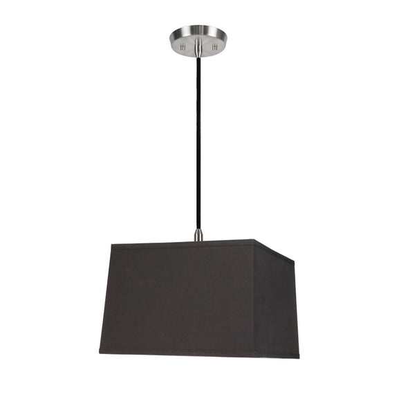 # 76101-11 One-Light Hanging Pendant Ceiling Light with Transitional Hardback Square Fabric Lamp Shade, Black, 14