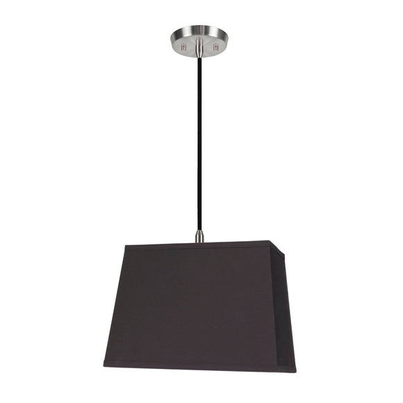 # 76081-11 One-Light Hanging Pendant Ceiling Light with Transitional Rectangular Hardback Fabric Lamp Shade, Black, 14
